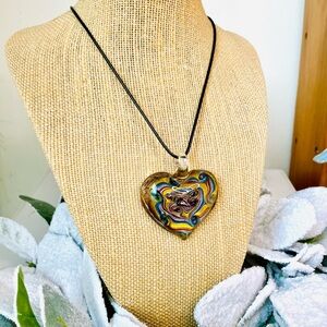 Glass Heart Pendant Necklace